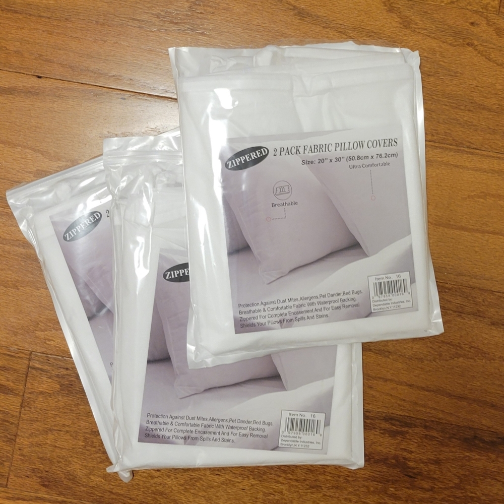 White Fabric Pillow Covers - 2 Pack 20" X 30" (3packs=6ttl.)